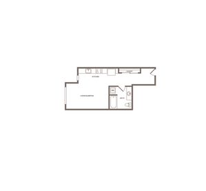 498 square foot studio one bath floor plan image